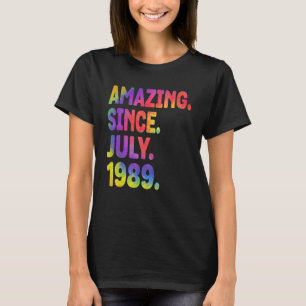 Verbazingwekkend sinds juli 1989 34 jaar oud 34e v t-shirt