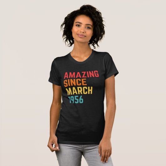 Verbazingwekkend sinds maart 1956 Grappig 65e verj T-shirt (Voorkant volledig)