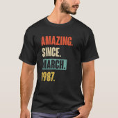 Verbazingwekkend sinds maart 1987, 36e verjaardag t-shirt (Voorkant)