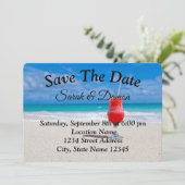 Verbazingwekkend strand bruiloft, zeesleepjes besp save the date (Staand voorkant)