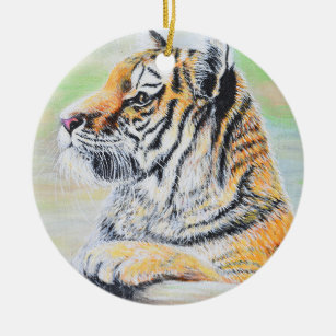 Verbazingwekkend tijger schilderen keramisch ornament