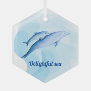 Verbazingwekkend zee met dolfijnen glas ornament