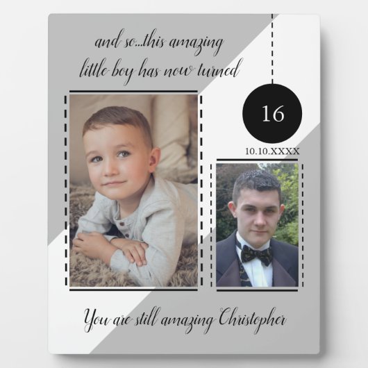 Verbazingwekkende 16e geboortedag gray foto's fotoplaat (Voorkant)