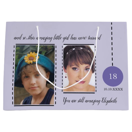 Verbazingwekkende 18e geboortedatum paarse foto's groot cadeauzakje (Voorkant)