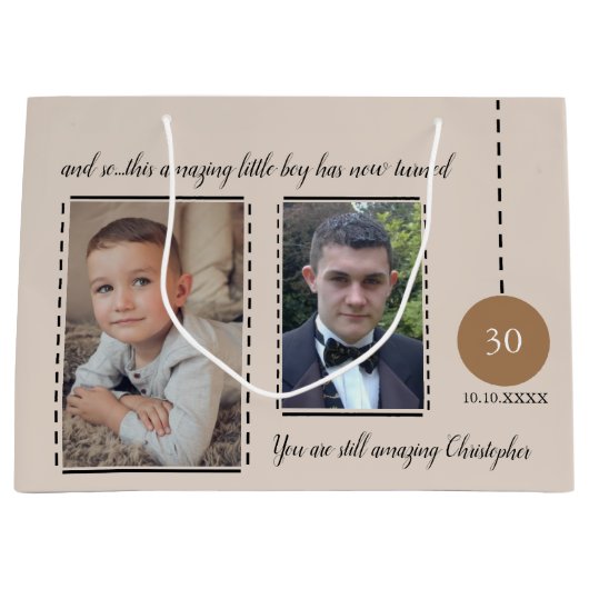 Verbazingwekkende 30e geboortedatum beige bruine f groot cadeauzakje (Voorkant)