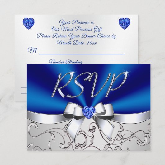 Verbazingwekkende Aangepaste Saffier Huwelijksmenu Kaart (Voorkant / Achterkant)