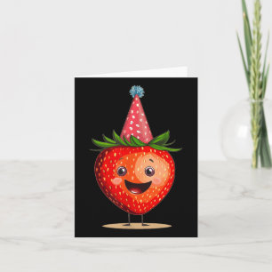 Verbazingwekkende aardbei met feesthoed voor feest kaart