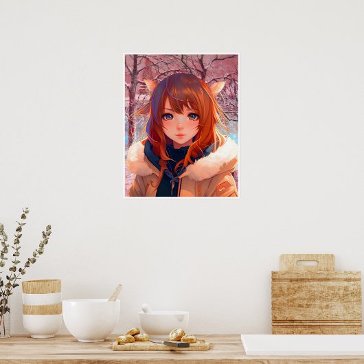 Verbazingwekkende anime meisje kunst poster (Keuken)