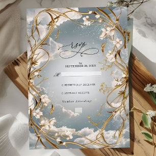 Verbazingwekkende Art Nouveau Goud en bloemen brui RSVP Kaartje