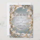 Verbazingwekkende Art Nouveau Gouden Bloemen Save  Kaart (Voorkant)