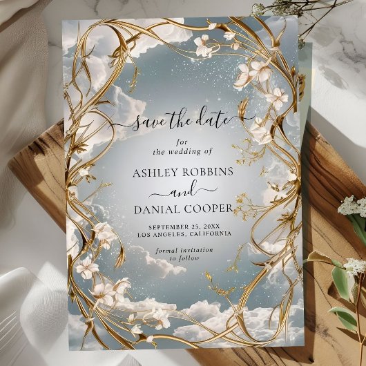 Verbazingwekkende Art Nouveau Gouden Bloemen Save  Kaart