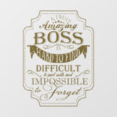 Verbazingwekkende baas dank je plaque bedankt bord raamsticker (Vel)