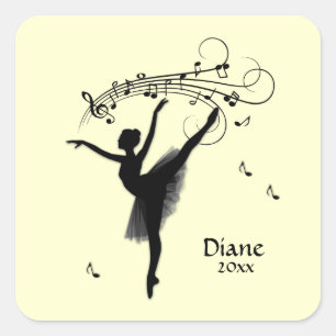 Verbazingwekkende Ballerina Danst op Muziek Geel Vierkante Sticker