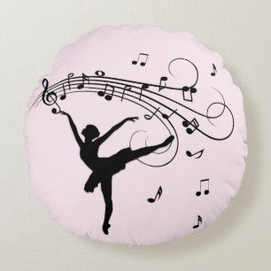 Verbazingwekkende Ballerina Danst op Muziek Roze Rond Kussen