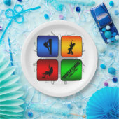 Verbazingwekkende bergbeklimming in stedelijke sti papieren bordje (Feest)