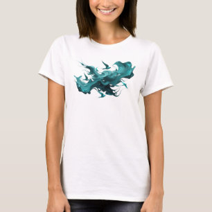 Verbazingwekkende Blauwe Abstracte Vogels Draagbar T-shirt
