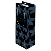 Verbazingwekkende blauwe bloemen op zwarte wijncad wijn cadeautas (Voorkant Gekanteld)