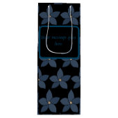 Verbazingwekkende blauwe bloemen op zwarte wijncad wijn cadeautas (Voorkant)