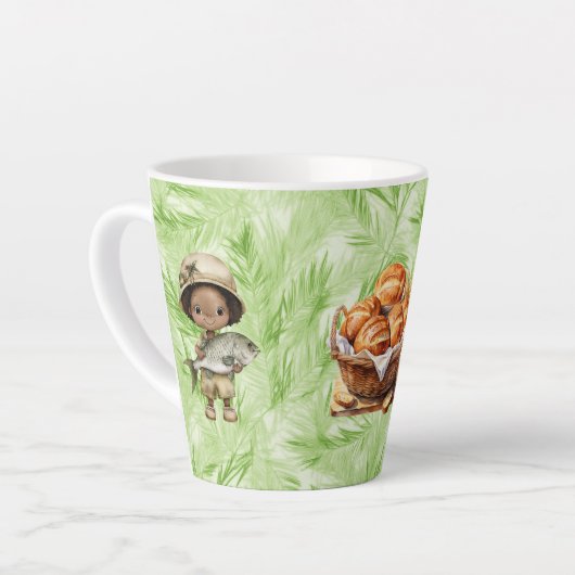 Verbazingwekkende Broden en Vissen Kleine Latte Mo Latte Mok (Linkerhoek)