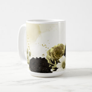 Verbazingwekkende bruine ivoor gouden bloemen brui koffiemok