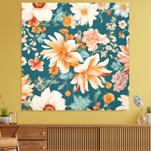 Verbazingwekkende delicate bloemen canvas afdruk (Insitu (Woonkamer))