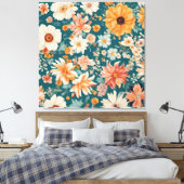 Verbazingwekkende delicate bloemen canvas afdruk (Insitu (Slaapkamer))