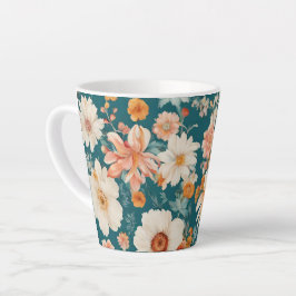 Verbazingwekkende delicate bloemen latte mok