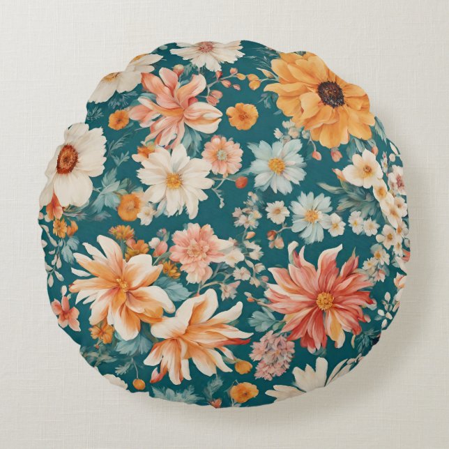 Verbazingwekkende delicate bloemen rond kussen (Voorkant)