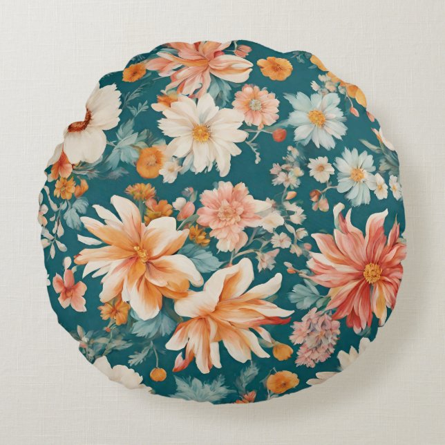 Verbazingwekkende delicate bloemen rond kussen (Voorkant)