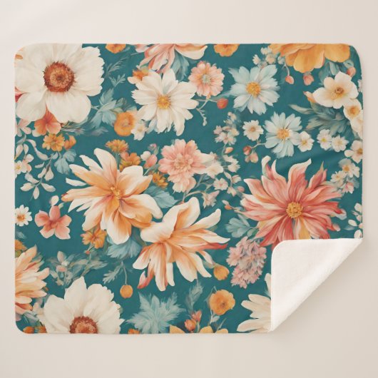 Verbazingwekkende delicate bloemen sherpa deken (Voorkant (horizontaal))