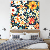 Verbazingwekkende delicate witte en weelderige rod canvas afdruk (Insitu (Slaapkamer))