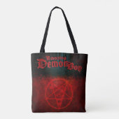 Verbazingwekkende Demon Boy Logo & Pentagram Canva Tote Bag (Achterkant)