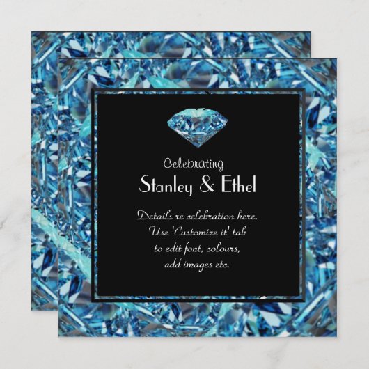 Verbazingwekkende diamanten bruiloft uitnodiging 6 (Voorkant / Achterkant)