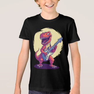 Verbazingwekkende Dinosaurus Jamming op Elektrisch Tri-Blend Shirt