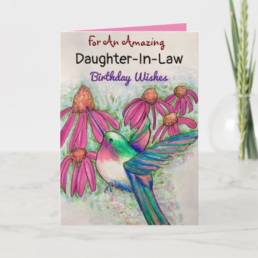 Verbazingwekkende dochter-in-law verjaardag kolibr kaart (Voorkant)