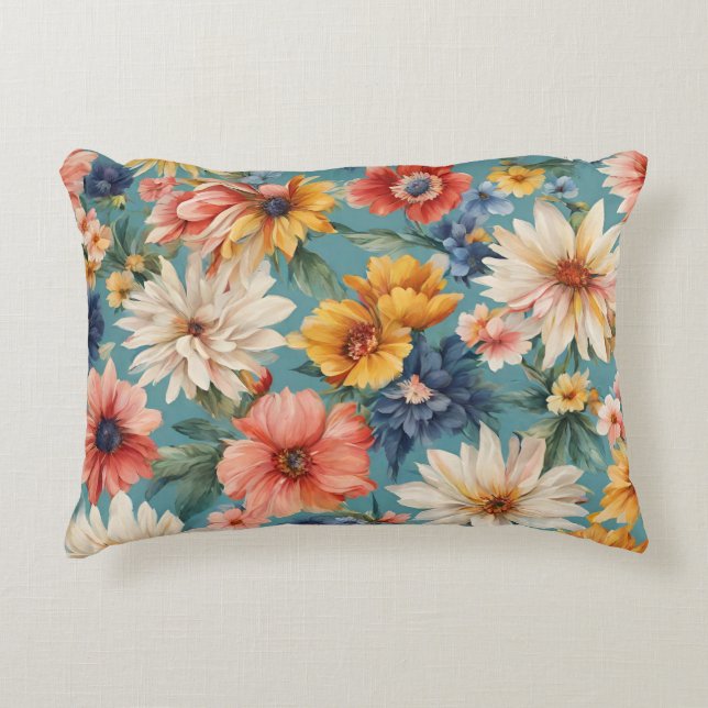 Verbazingwekkende Elegante Zomerbloemen Accent Kussen (Voorkant)