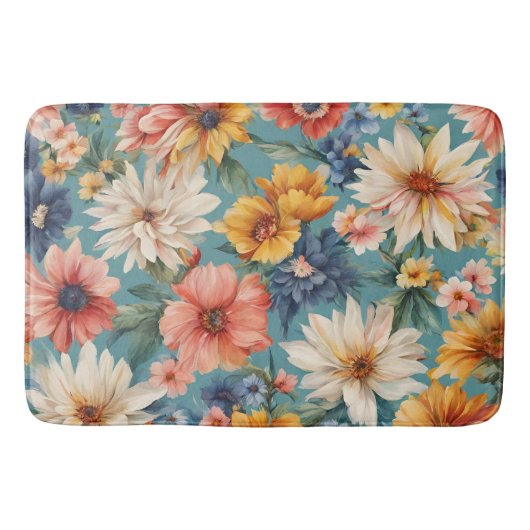 Verbazingwekkende Elegante Zomerbloemen Badmat (Voorkant)