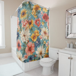Verbazingwekkende Elegante Zomerbloemen Douchegordijn