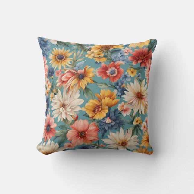 Verbazingwekkende Elegante Zomerbloemen Kussen (Voorkant)