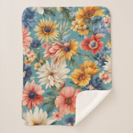 Verbazingwekkende Elegante Zomerbloemen Sherpa Deken