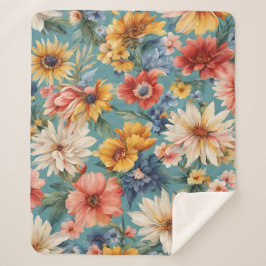 Verbazingwekkende Elegante Zomerbloemen Sherpa Deken