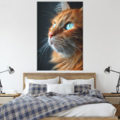 Verbazingwekkende Fluffy Sinaasappel Kat Profiel - Canvas Afdruk (Insitu (Slaapkamer))
