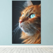 Verbazingwekkende Fluffy Sinaasappel Kat Profiel - Canvas Afdruk (Insitu (Houten vloer))