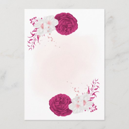 verbazingwekkende fuchsie en witte floraal informatiekaartje (Achterkant)