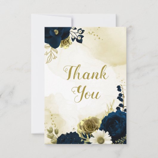 Verbazingwekkende goudbloemen van marinesuin en iv bedankkaart (Voorkant)