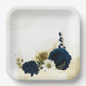 Verbazingwekkende goudbloemen van marinesuin en iv papieren bordje (Voorkant)