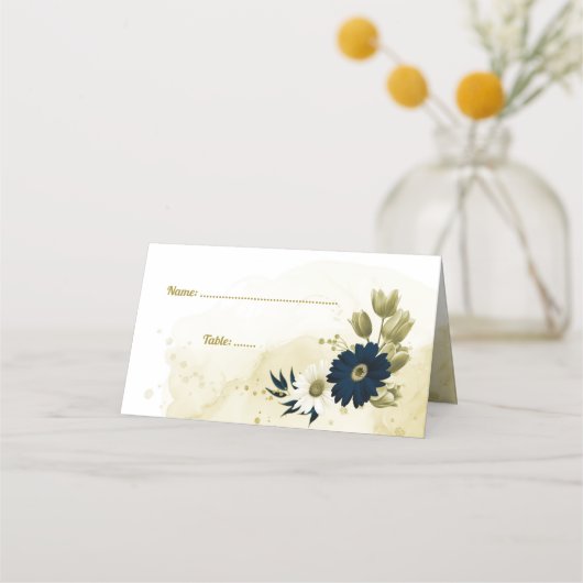 Verbazingwekkende goudbloemen van marinesuin en iv plaatskaartje (Voorkant)