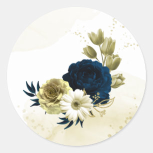 Verbazingwekkende goudbloemen van marinesuin en iv ronde sticker