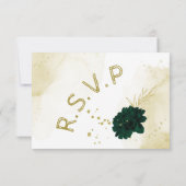 Verbazingwekkende goudbloemen van smaragdvis RSVP kaartje (Achterkant)