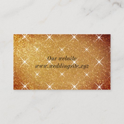 Verbazingwekkende gouden glitter glam bruiloft beh informatiekaartje (Achterkant)